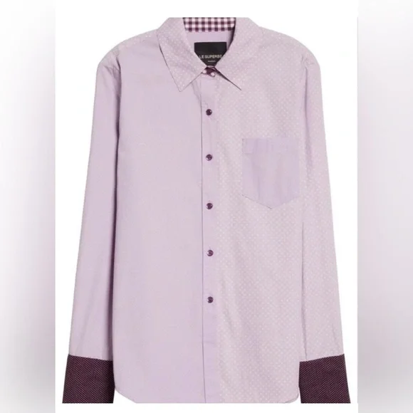 Le Superbe Lavender Ex-Boyfriend Double Cuff Button-Up Shirt SZ 2 - Picture 2 of 8